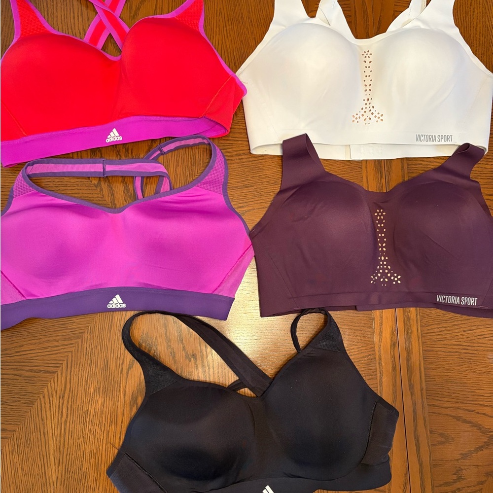 Adidas Originals Red and White Sports Bras High-Impact Support